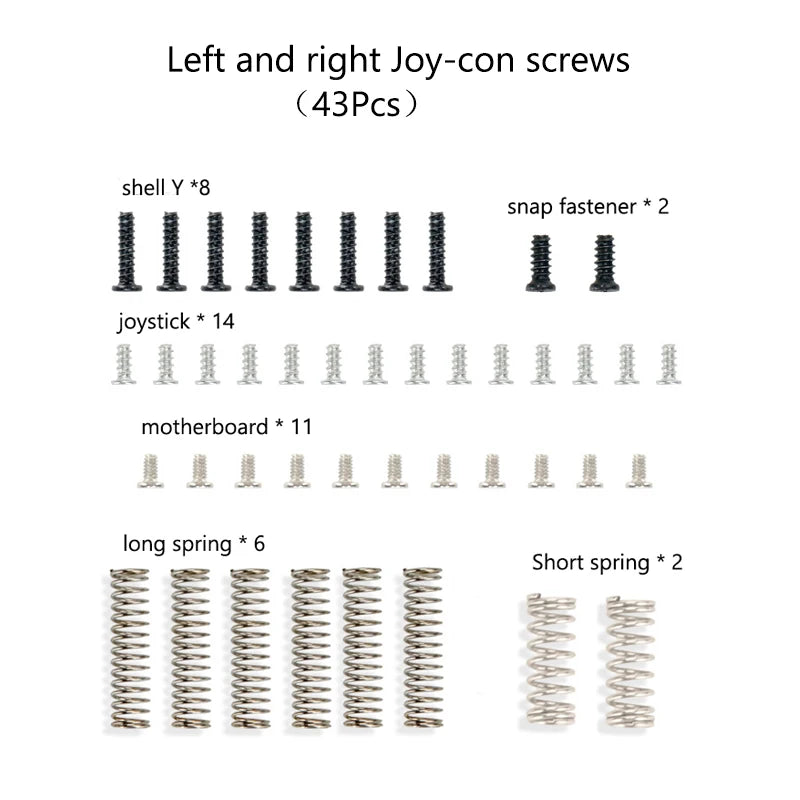For Switch Console Housing Screw Replacement Full Screws Set Spring Repair Kit for Switch Console Joycon Tools Accessories