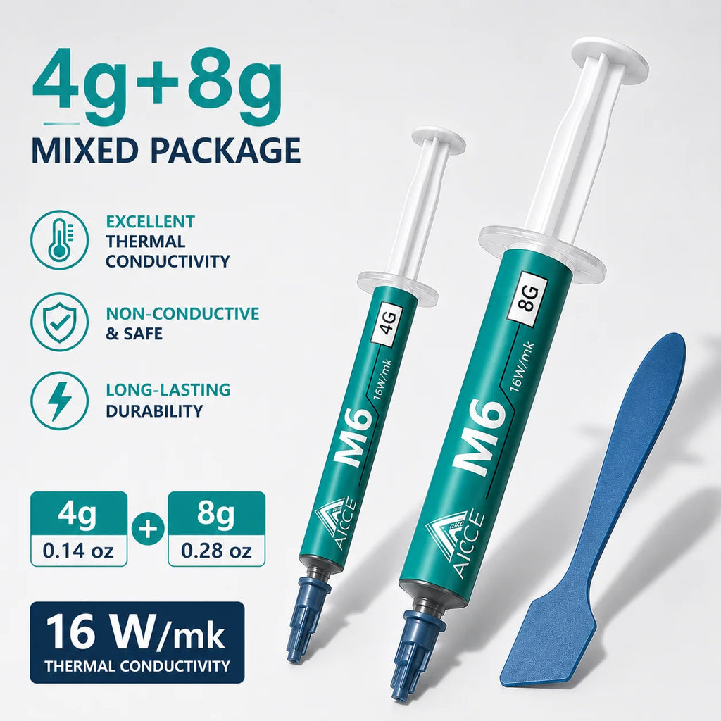 AICICE M6 16W/mK Thermal Grease High Performance Thermal Compound Non-Conductive CPU GPU Laptop Cooling Silicone Paste1.5/4/8g