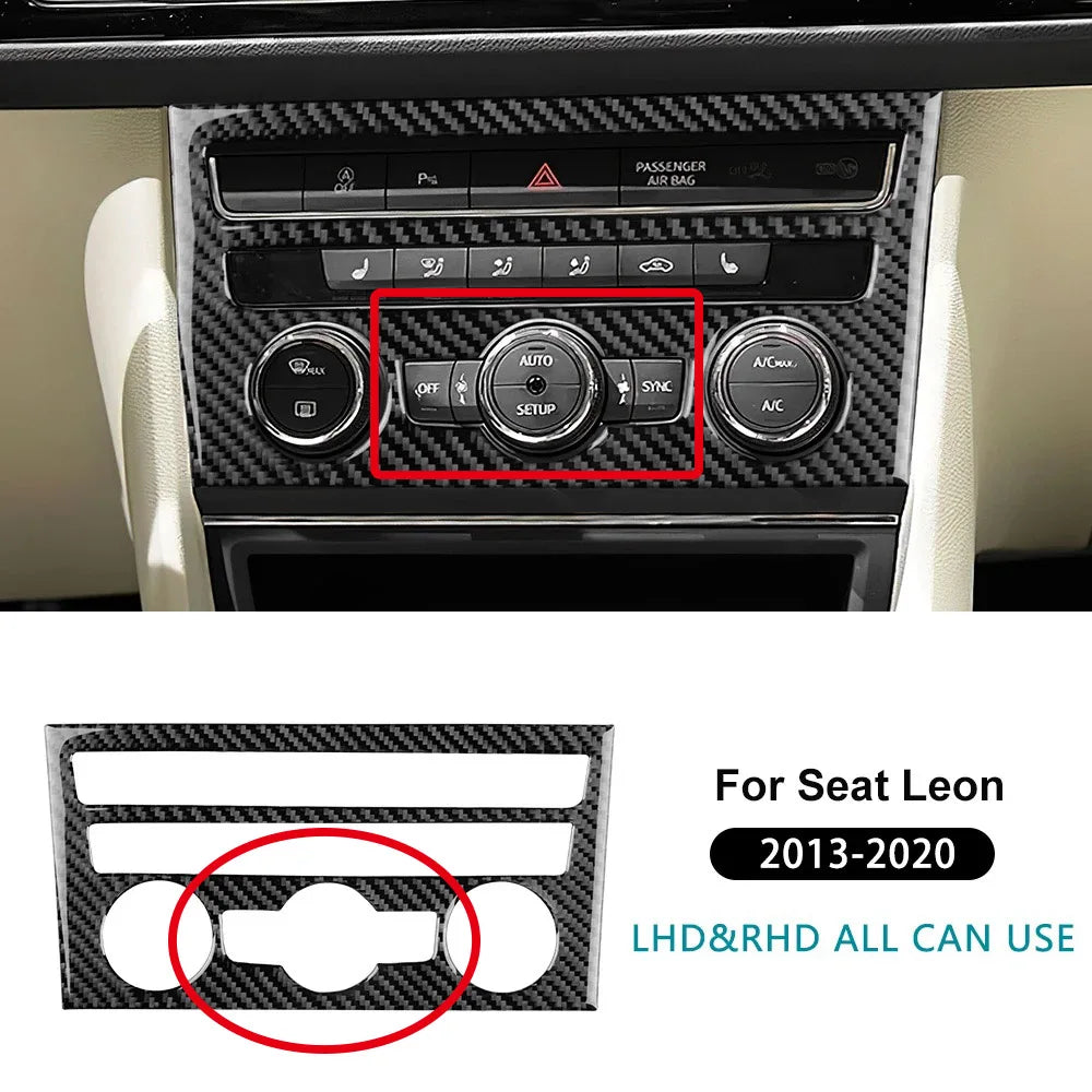 Real Soft Carbon Fiber Sticker For Seat Leon MK3 2013 2014 2015 2016 2017 2018 2019 2020 LHD RHD Car Central AC Button Interior