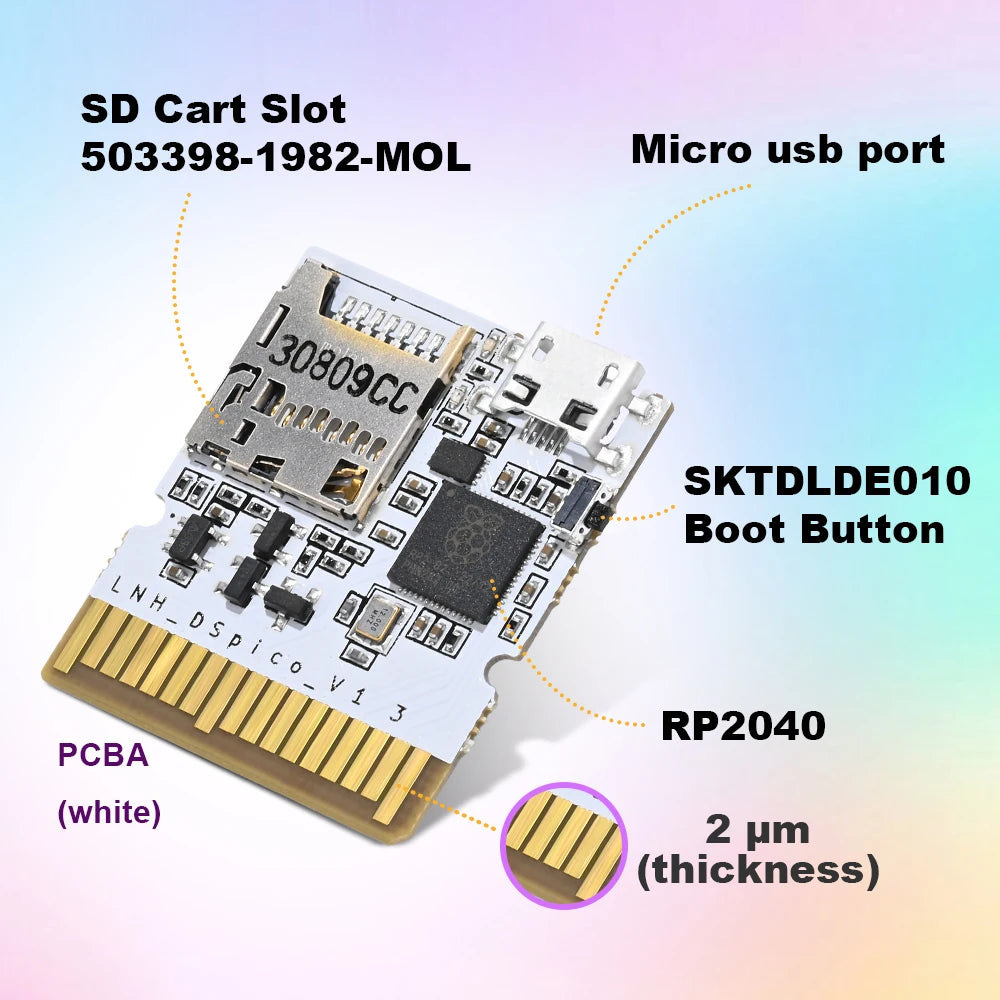 Colorful RP2040 Dspico Game Card Reader MicroUSB White PCBA 