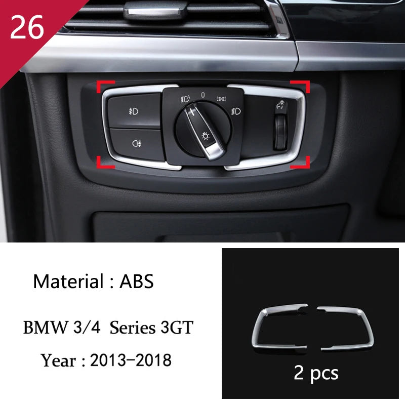 For BMW 3 4 Series 3GT F30 F32 F34 Car Styling interior Gearshift AC CD button Panel Door Armrest Decoration Cover Trim Sticker