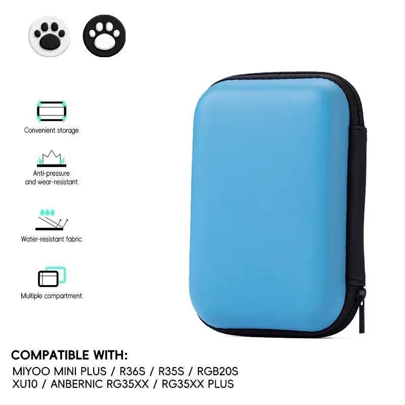 For R36S/R35XX Game Console Storage Bag EVA Hard Portable Protective Case Accessories R36S Silicone Cover Screen Protector Film