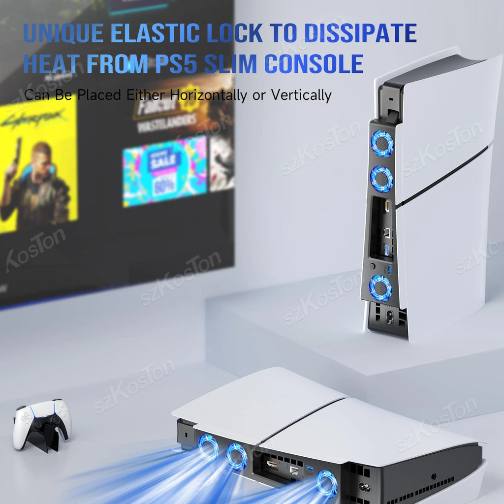 For PS5 Slim Efficient Cooling System Gaming Cooling Fan wit
