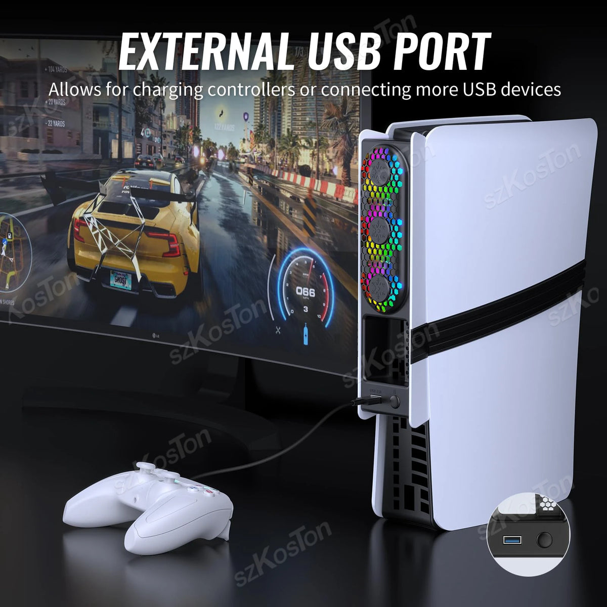 Cooling Fan For PS5 Pro/PS5 Slim External Fan Cooler Quiet C