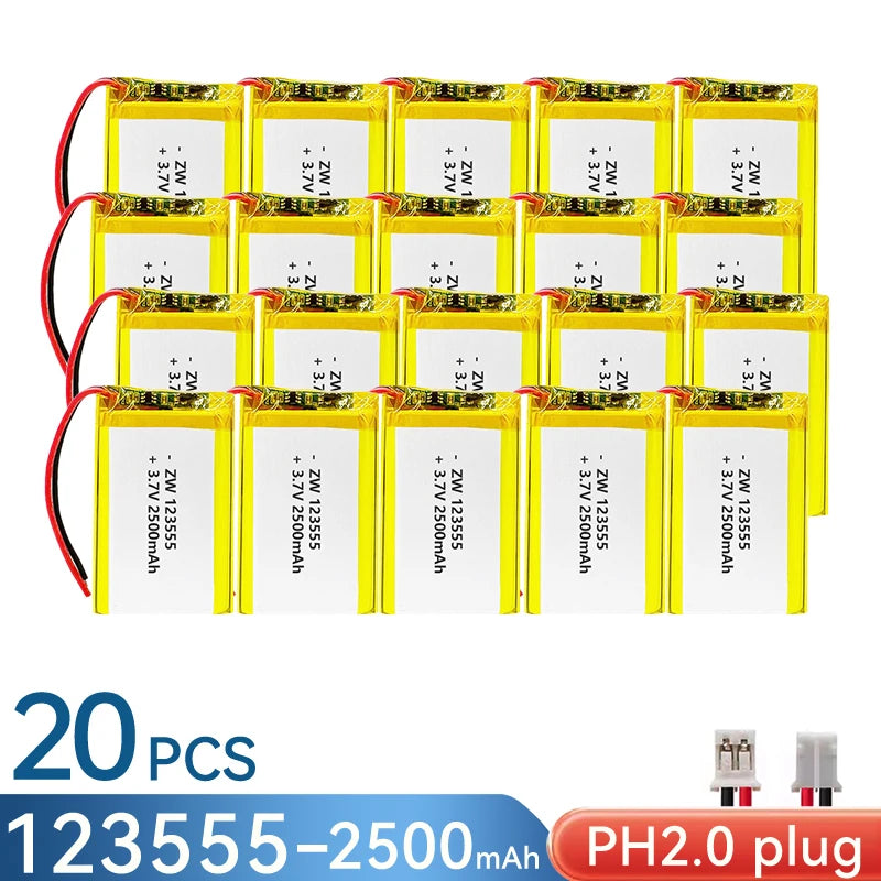 3.7V 2500mAh 123555 Battery Lipo Polymer Lithium Ion Rechargeable Batteries Built-in Lithium Battery Replace 124060 104060