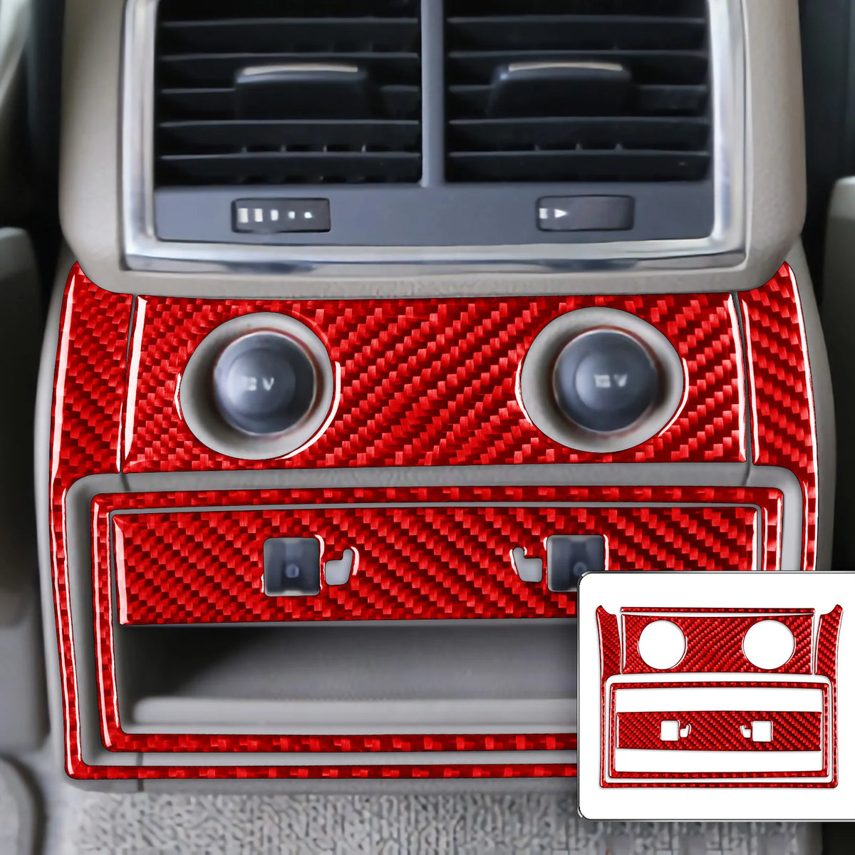For Audi Q7 4L 2007-2015 Red Carbon Fiber Sticker Gear Shift