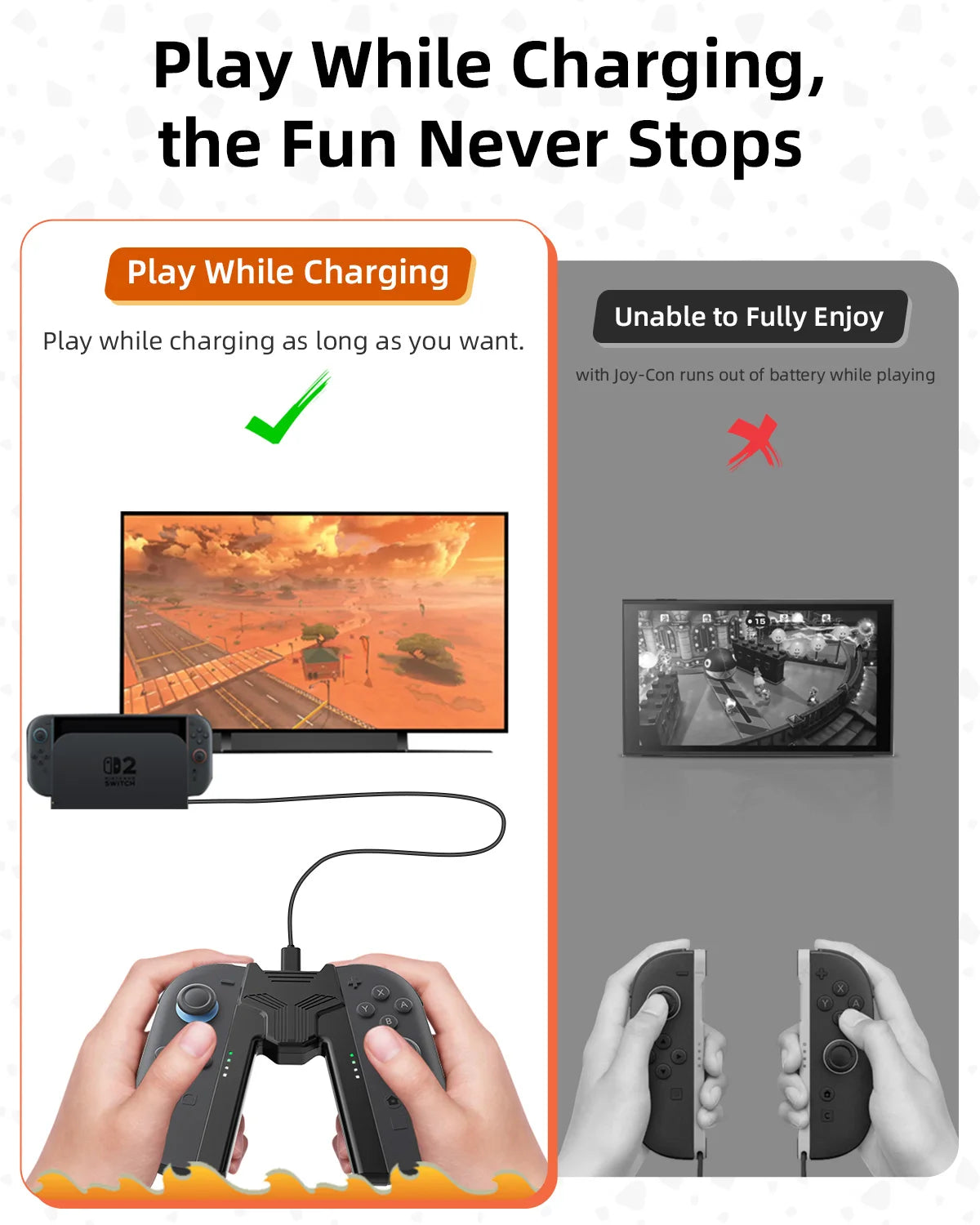AOLION For Switch Charging Grip Bracket Joycon Handle Contro
