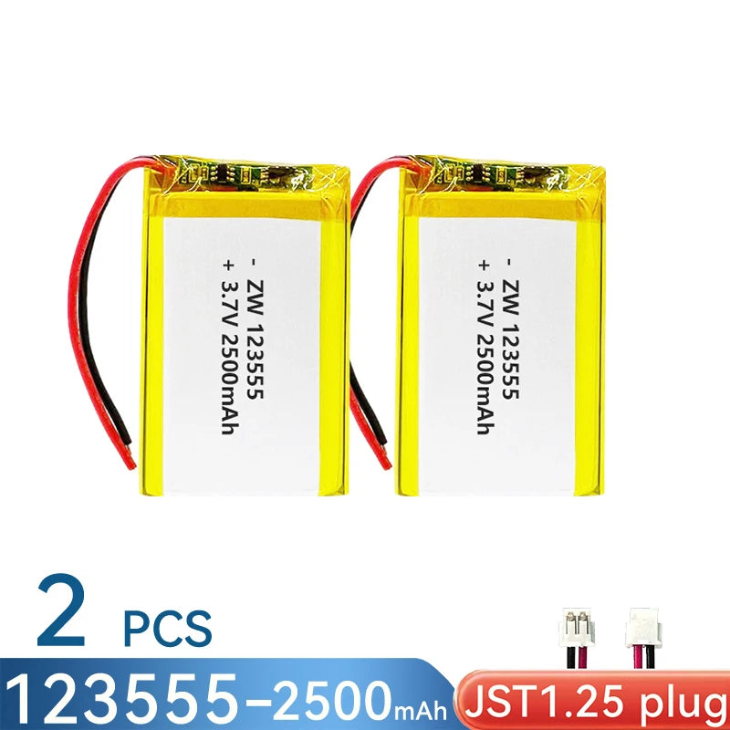 3.7V 2500mAh 123555 Battery Lipo Polymer Lithium Ion Rechargeable Batteries Built-in Lithium Battery Replace 124060 104060