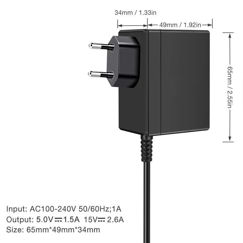 AC Adapter Charger Compatible Nintendo Switch Charger 15V2.6