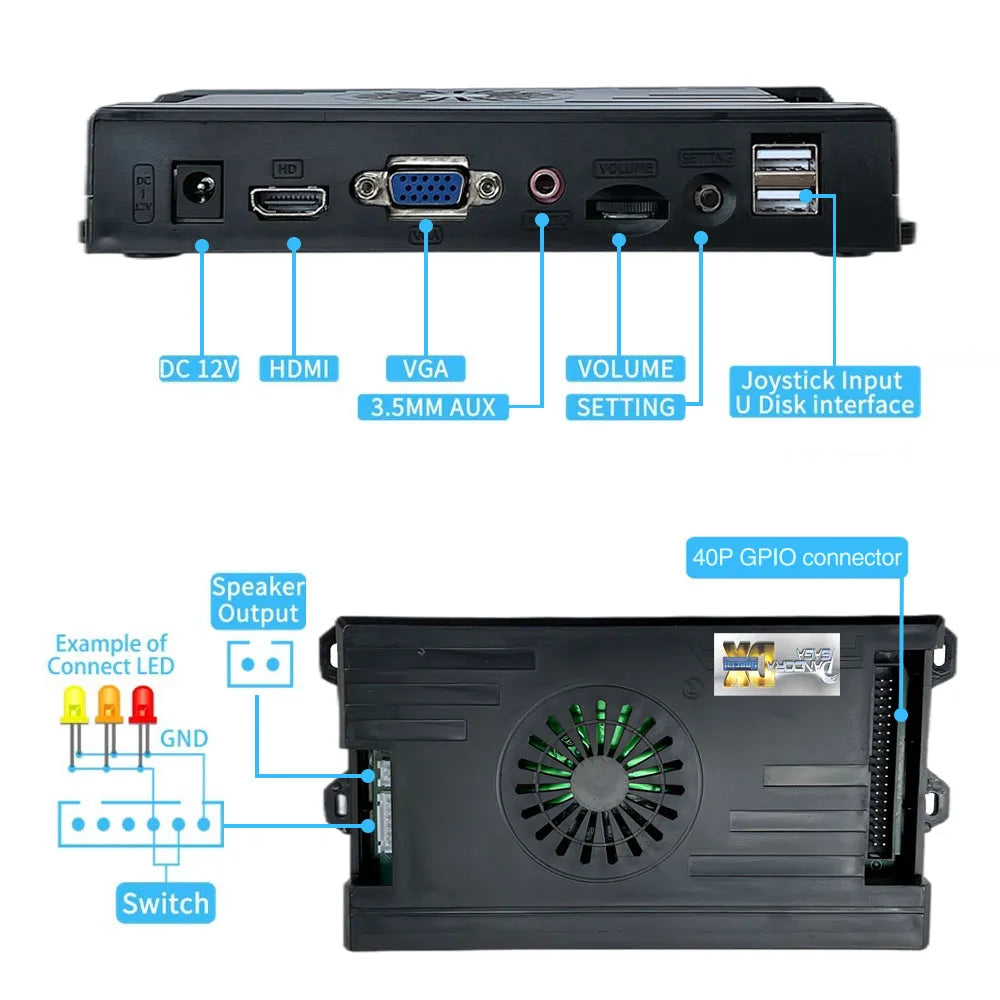 9800 in 1 Pandora Saga DX 2 Plus Arcade Box DIY Kit 8 Way Jo