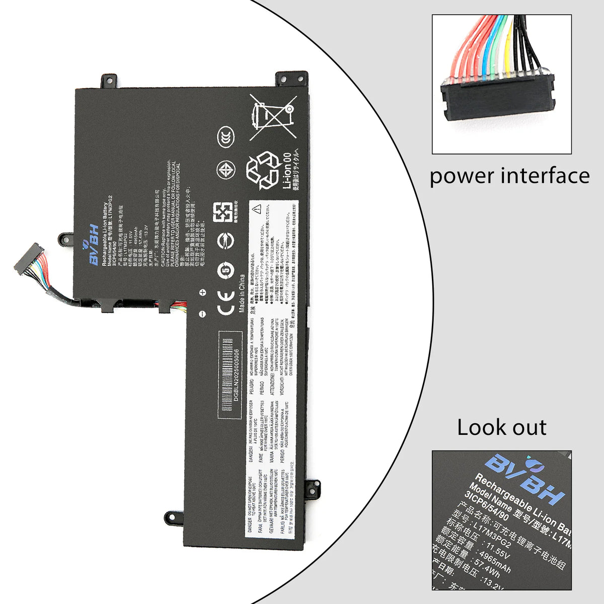 BVBH L17M3PG2 Replacement Laptop Battery for Lenovo Y530 Y54