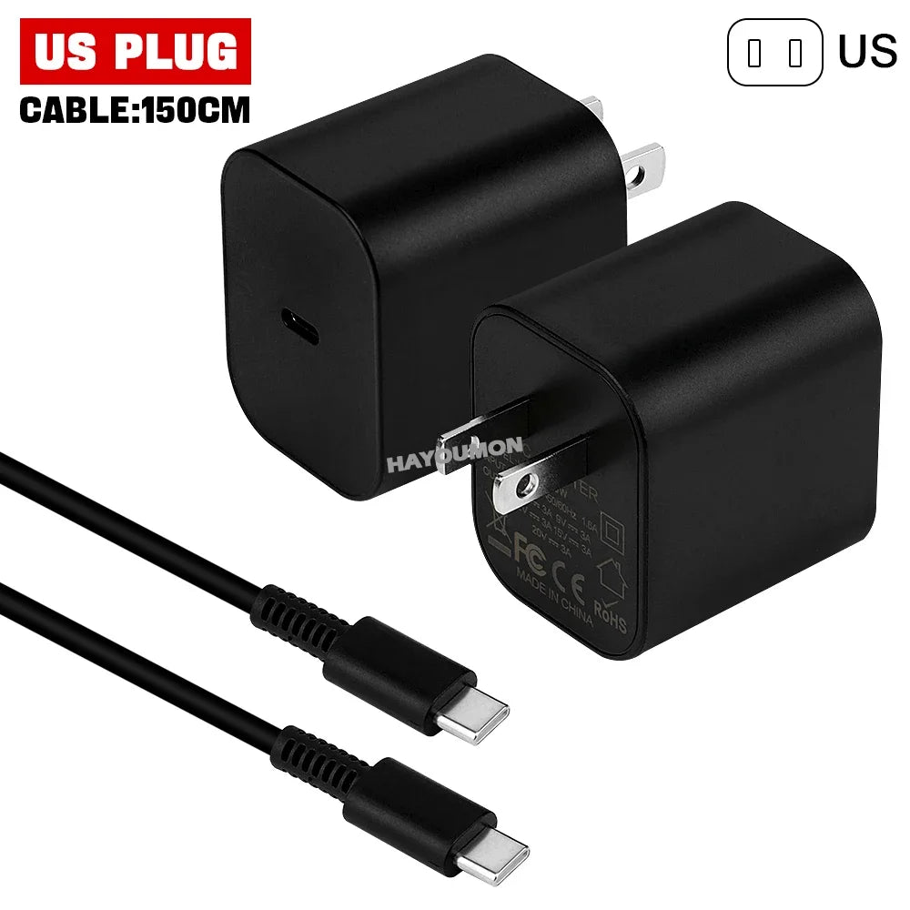 EU/US Plug AC Adapter Fast Charger For NS Switch 2 Game Console 60W Charging TypeC USB Power Supply Wall Charger Cable Accessory