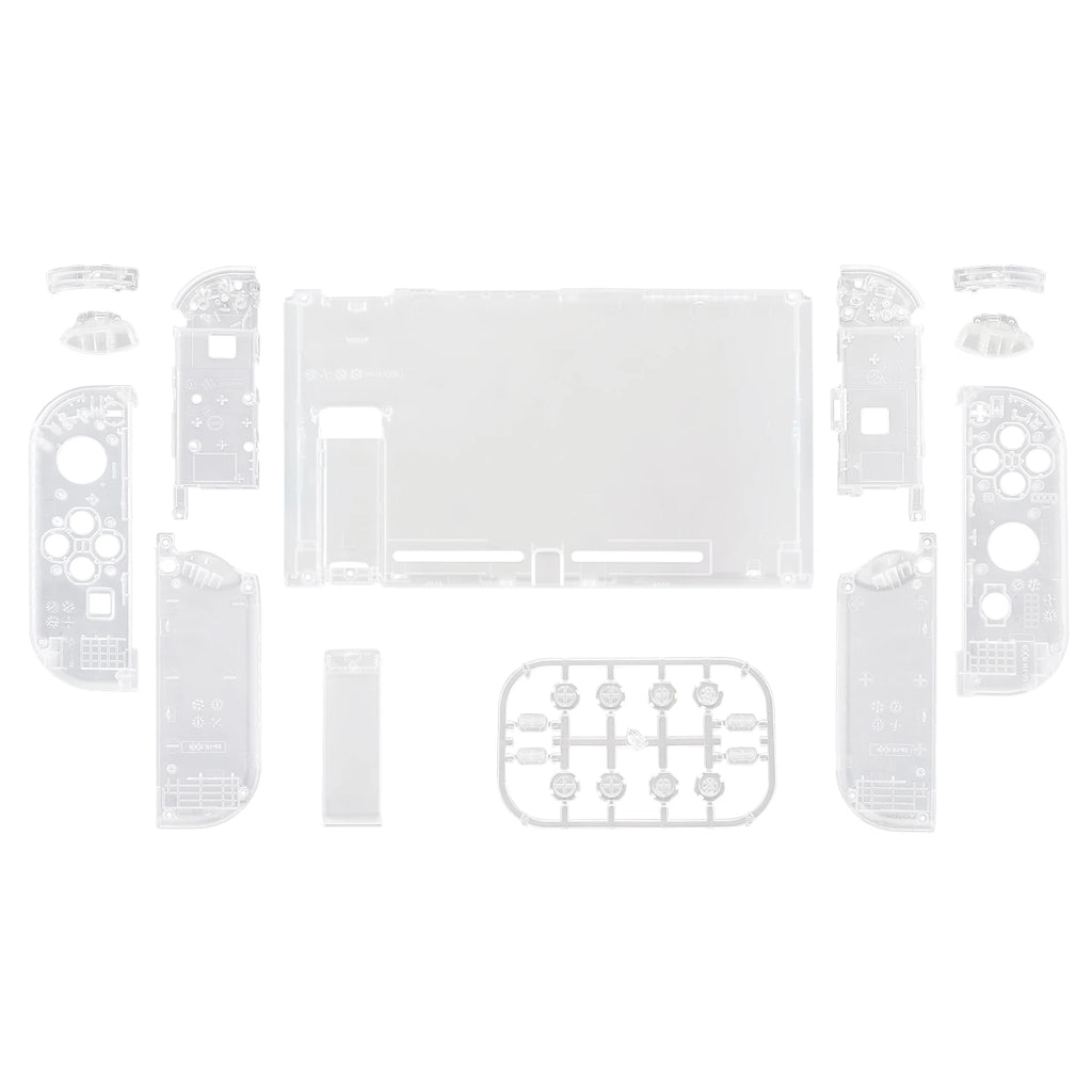 eXtremeRate Transparent Console Back Plate with Controller Housing Shell with Buttons for NS Switch Console & JoyCon