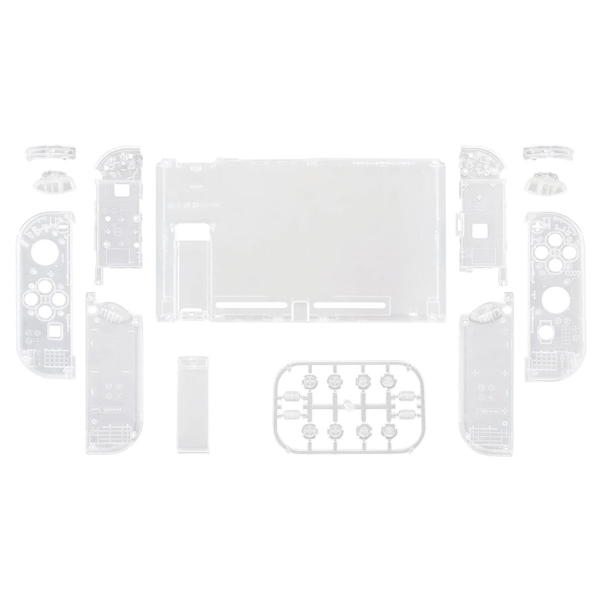eXtremeRate Transparent Console Back Plate with Controller Housing Shell with Buttons for NS Switch Console & JoyCon