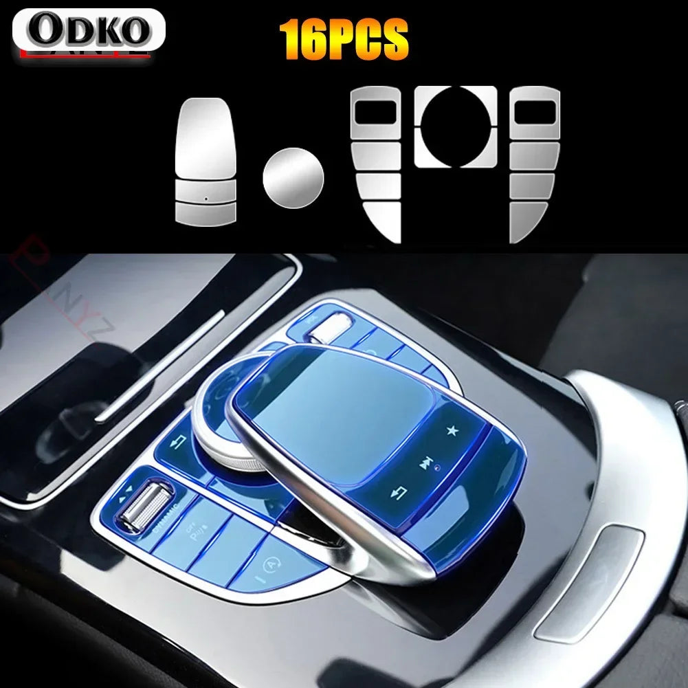For Mercedes Benz C E G V GLC Class W205 W213 X253 W463 W464 G500 Car Center Console Multimedia Mouse Button TPU Protector Film