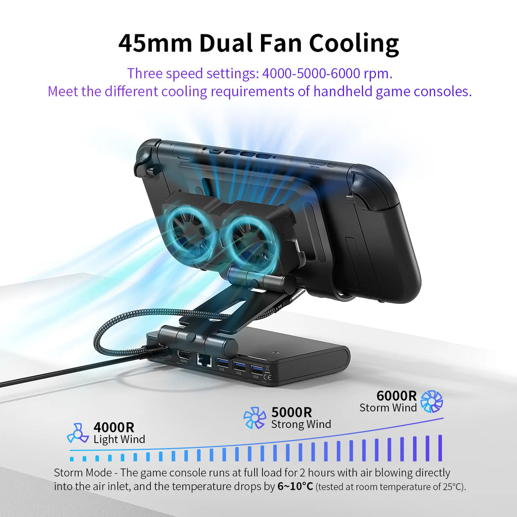 100W Switch 2 Docking Station with Dual Cooling Fan 4K 60Hz 