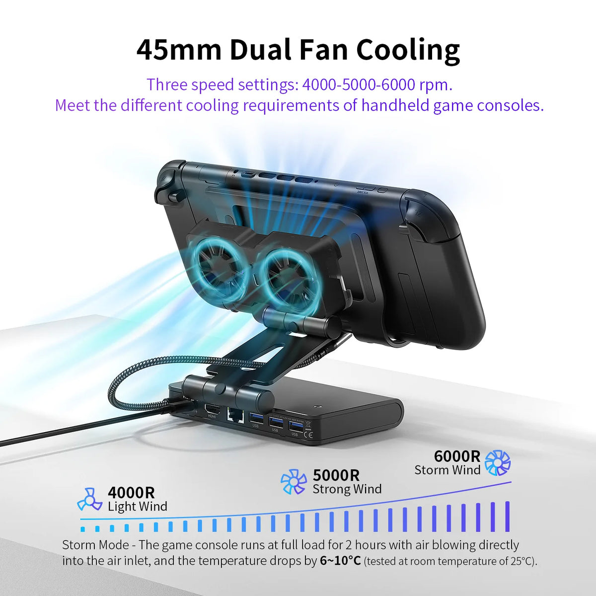 100W Switch 2 Docking Station with Dual Cooling Fan 4K 60Hz 