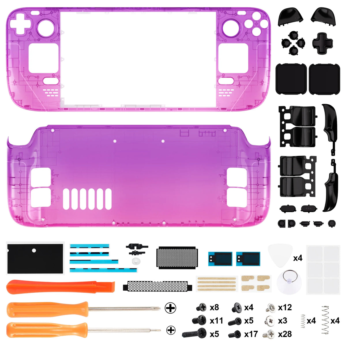 eXtremeRate Replacement Housing Shell Set for Steam Deck LCD Faceplate Back Plate Shell with Buttons - Gradient Series