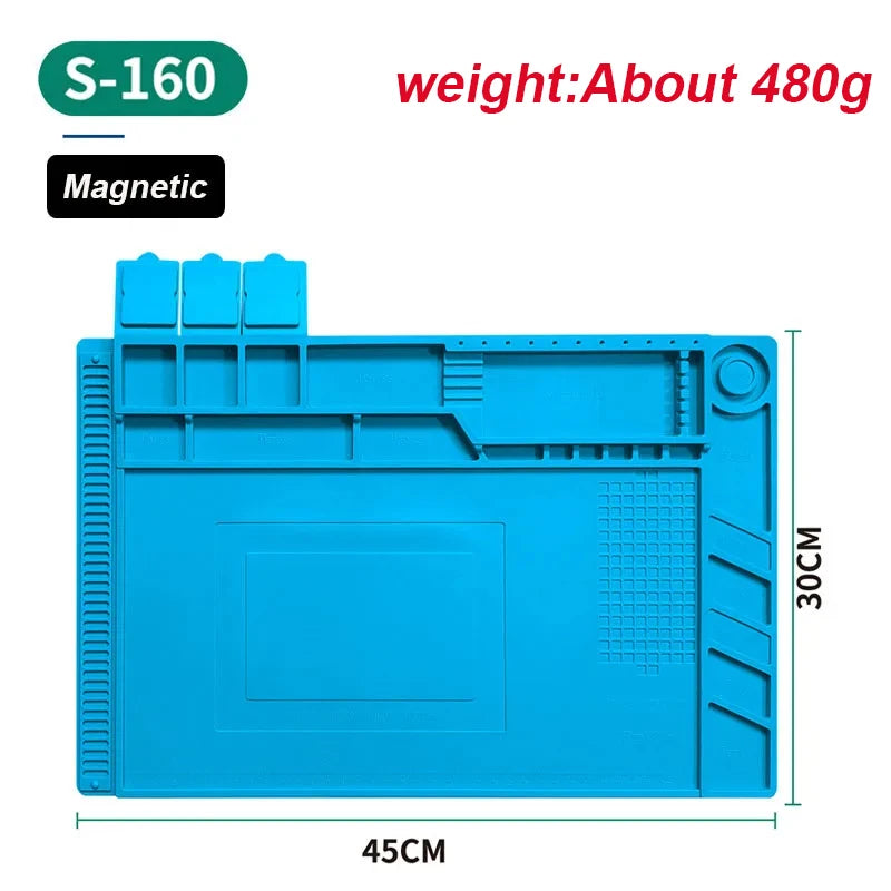 Magnetic Mat Silicone Repair Mat Circuit Board Soldering Pad Heat Resistant 932 F Anti-Static for ESD Iron Phone Repair