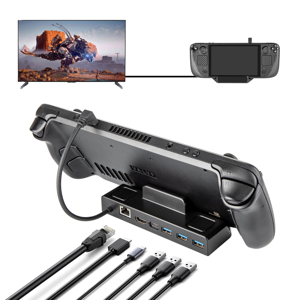 Steam Deck Docking Station TV Base Stand Hub Holder Dock USB