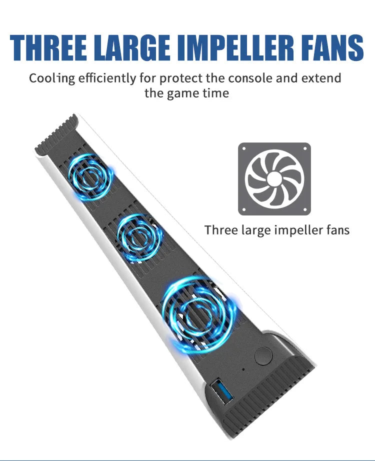 For PS5 Disc Edition Vertical Stand Display Game Console Fan