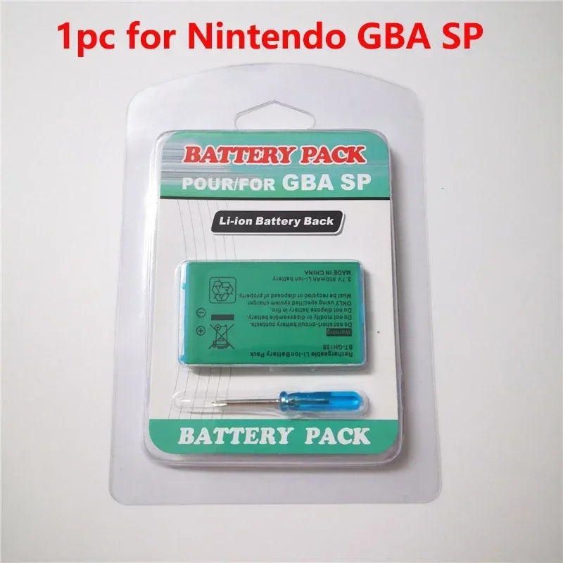 GBASP Battery 3.7V 850mAh Rechargeable Battery for Nintendo GBA SP Console Built-in Replacement Batterie with Screwdriver Tool