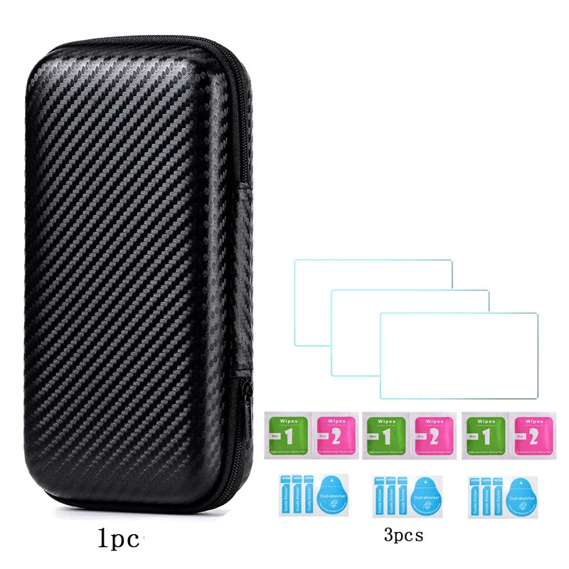 For Trimui Smart Pro Hard Carrying Case Bag+9H Tempered Glass Film Screen Protector for Trimui Smart Pro Handheld Game Console