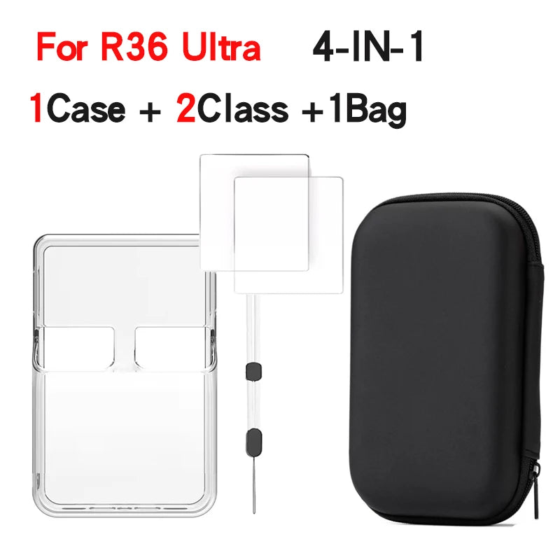 TOFON Transparent protective case For R36 Ultra game console storage bag EVA shell resistant scratch resistant screen film
