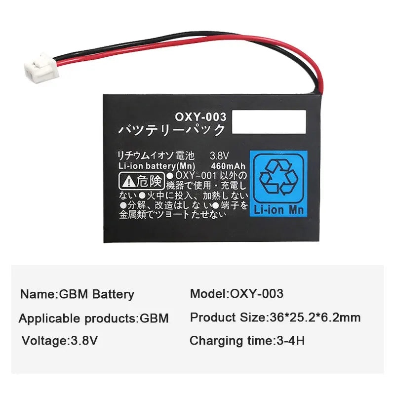 GBM Game Console Battery OXY-003 OXY 003 460mAh 3.8V Li-ion 