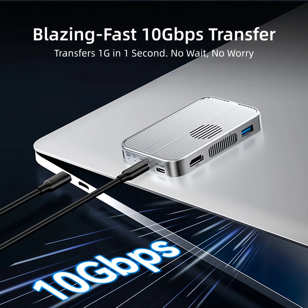 M.2 NVMe SSD Enclosure Cooling Fan Magnetic 10Gbps USB C Doc