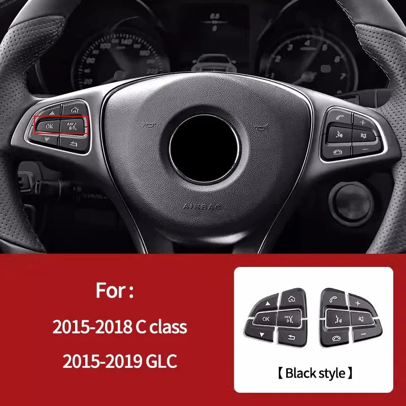 Car steering wheel button decorative protection sticker For Mercedes Benz A C B E G S Class GLC CLS GLA CLA SLK GLE GLK ML GL