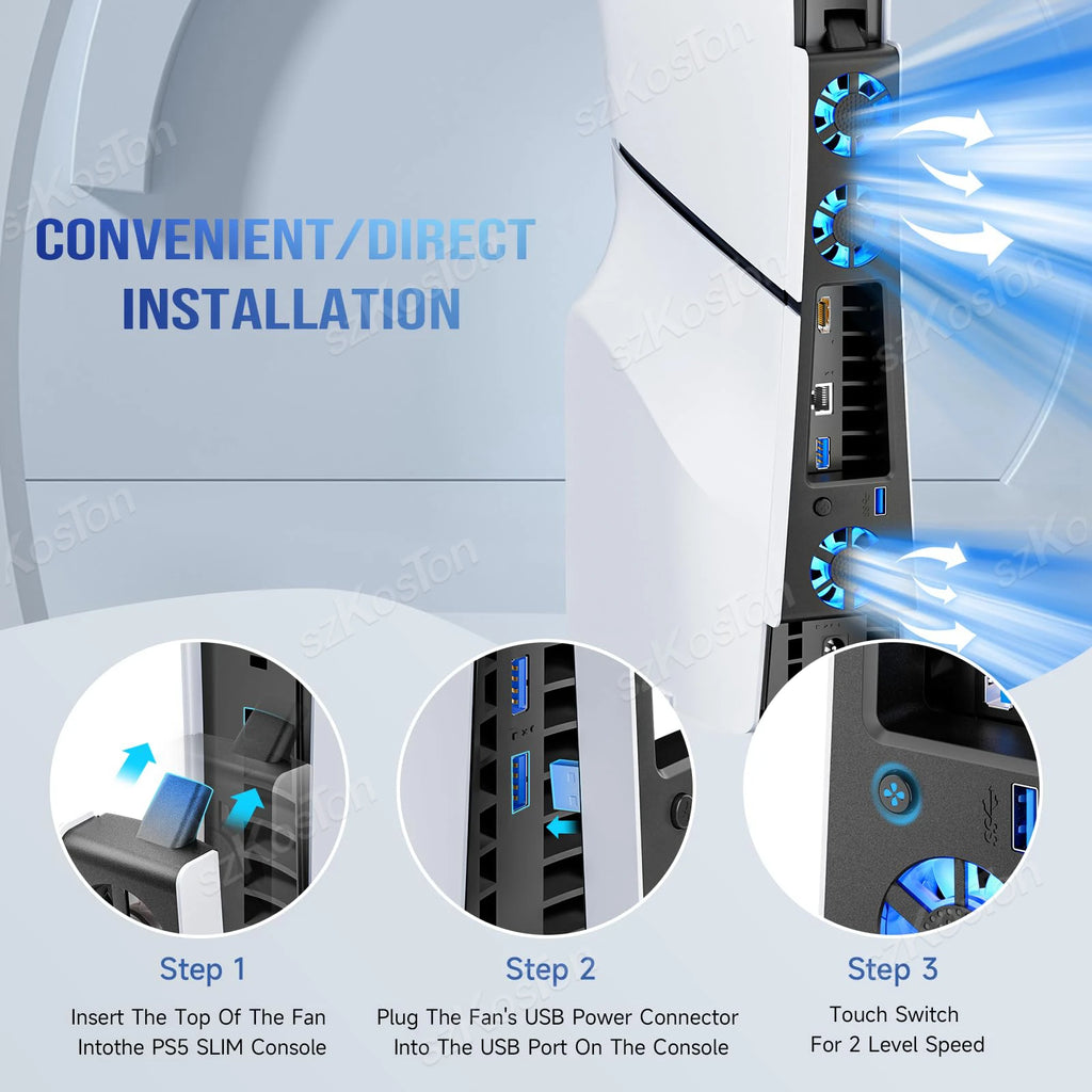 For PS5 Slim Efficient Cooling System Gaming Cooling Fan wit