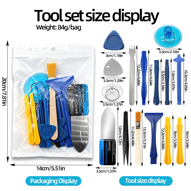 21Pcs Curved Screen Phone Repair Pry Bar Kit Mobile Tablet D