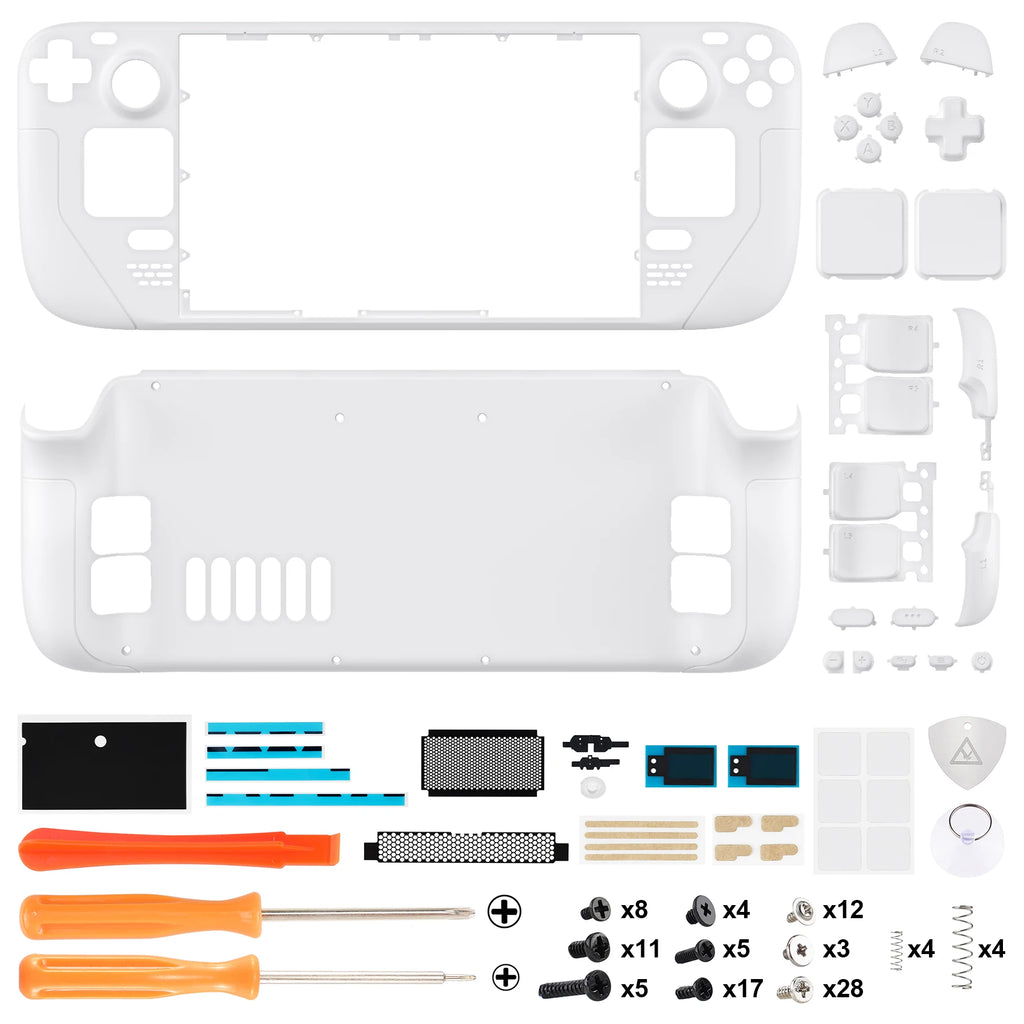 eXtremeRate DIY Replacement Shell for Steam Deck LCD Transparent Case Set Clear Edition Faceplate Back Plate Shell with Button