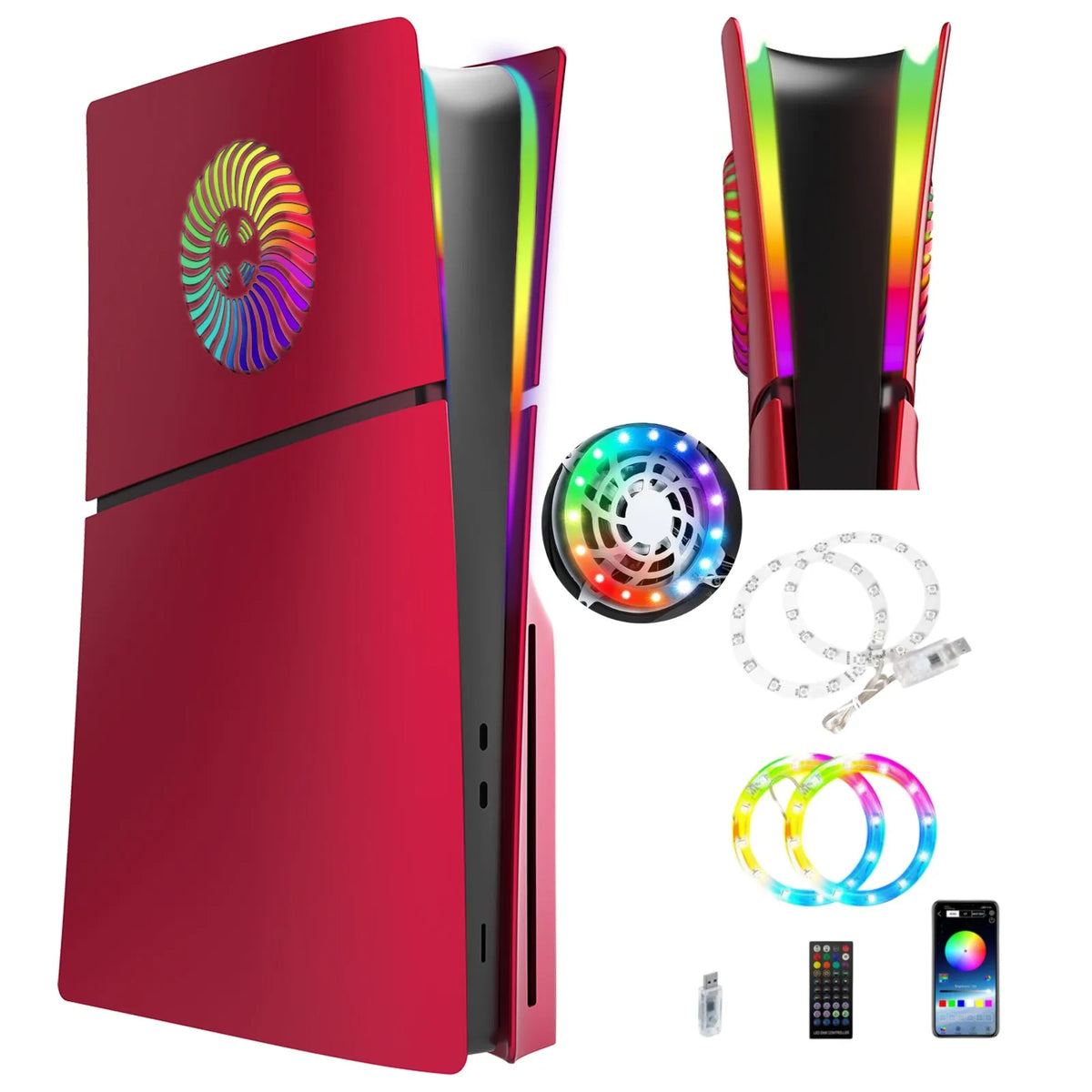 Faceplate with RGB Light Strip for PS5 Slim Cooling Vents LE