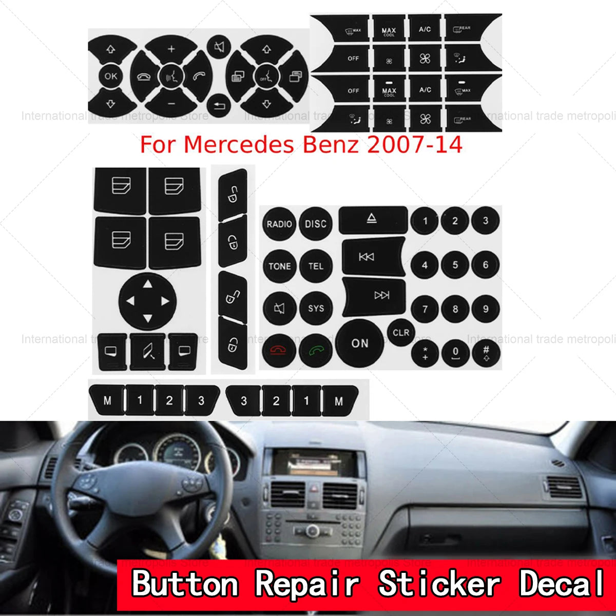 Car Button Repair Sticker Matte Stickers For Mercedes For Be
