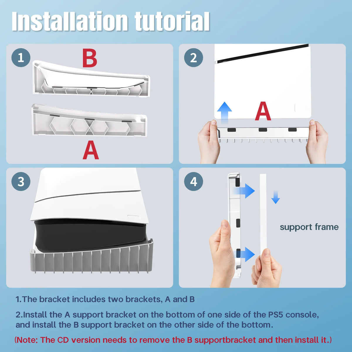 Horizontal Stand for PS5 Slim & Pro Console and Hold 12 Game