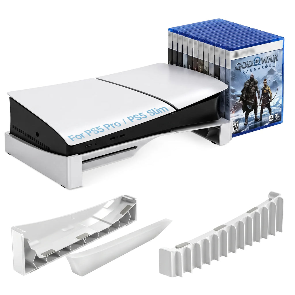 Horizontal Stand for PS5 Slim & Pro Console and Hold 12 Game