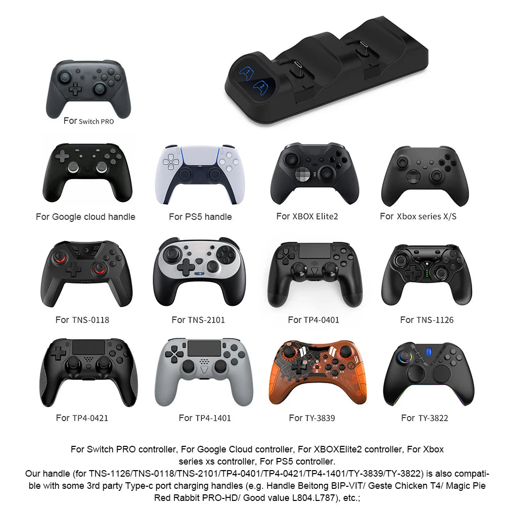 For Switch Pro Controller Charging Dock Type-C Handle Charge