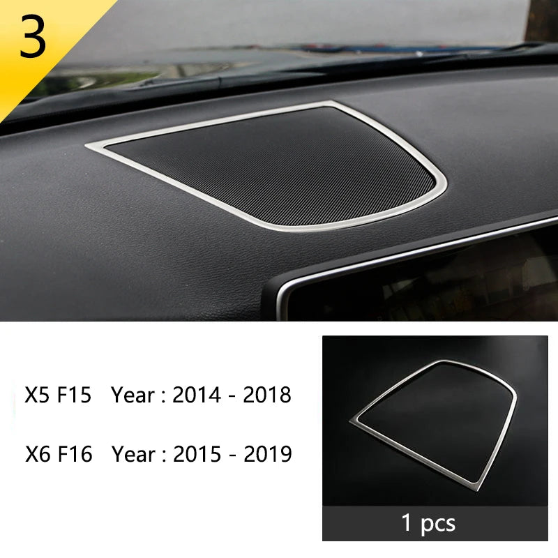 Chrome Car Styling Interior Button Panel Decoration Cover Trim Sticker frame For BMW X5 X6 F15 F16 2014-2019 Auto Accessories