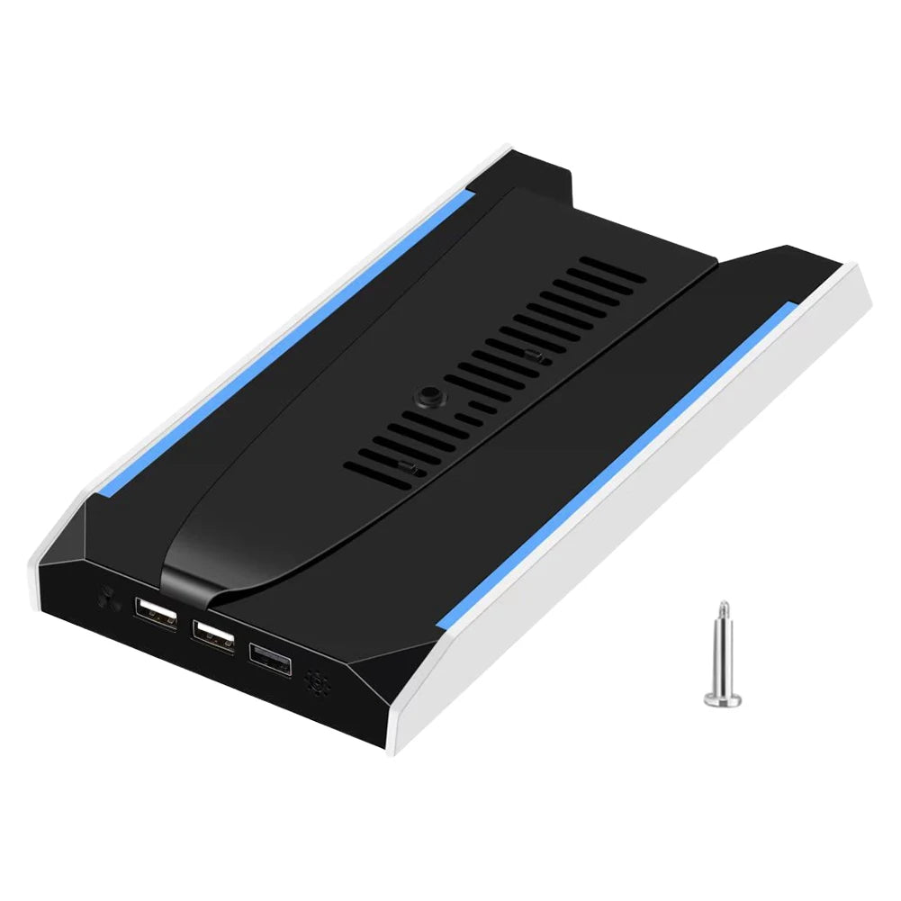 For PS 5 Slim/PS 5 Pro RGB Vertical Cooling Stand Base 8 Light Mode Game Console Base Bracket W/ 3-Speed Cooling Fan Base Stand