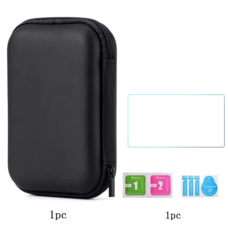 Portable Waterproof Hard Carrying Case Bag+9H Tempered Glass Film Screen Protector for Trimui Smart Pro Handheld Game Console