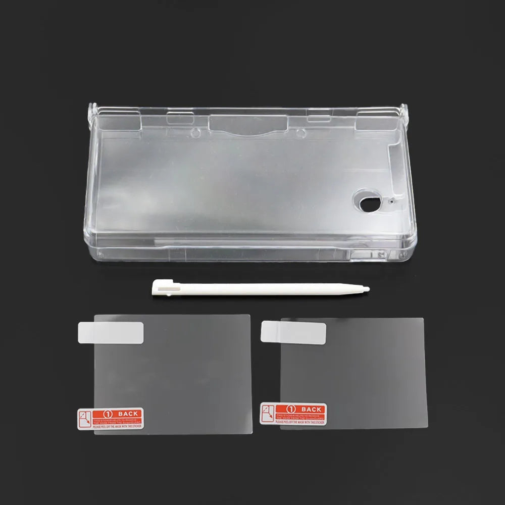 Clear Transparent Split Hard Case For NDSI Protective Cover Shell Screen Protector Film Stylus Touch Pen 1Set