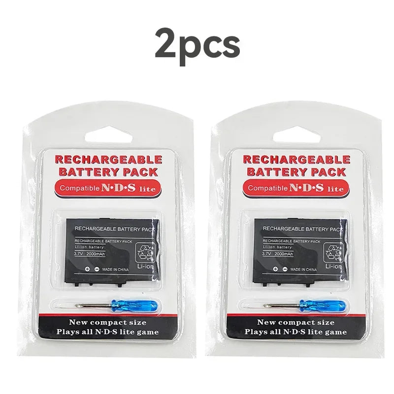 Game Console Built-in Battery for Nintendo NDSL Host Batterie 2000mAh 3.7V Lithium Rechargeable Replacement Cell W/ Screwdriver