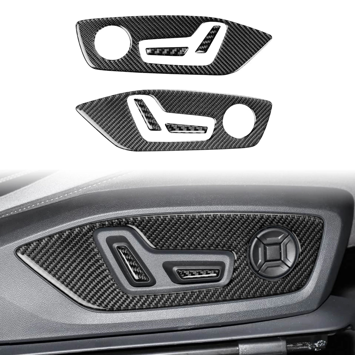 For Audi Q6 Q4 Q4e-tron Q3 A3L 2019-2025 Carbon Fiber Seat Adjustment Button Panel Cover Car Interior Accessories Sticker