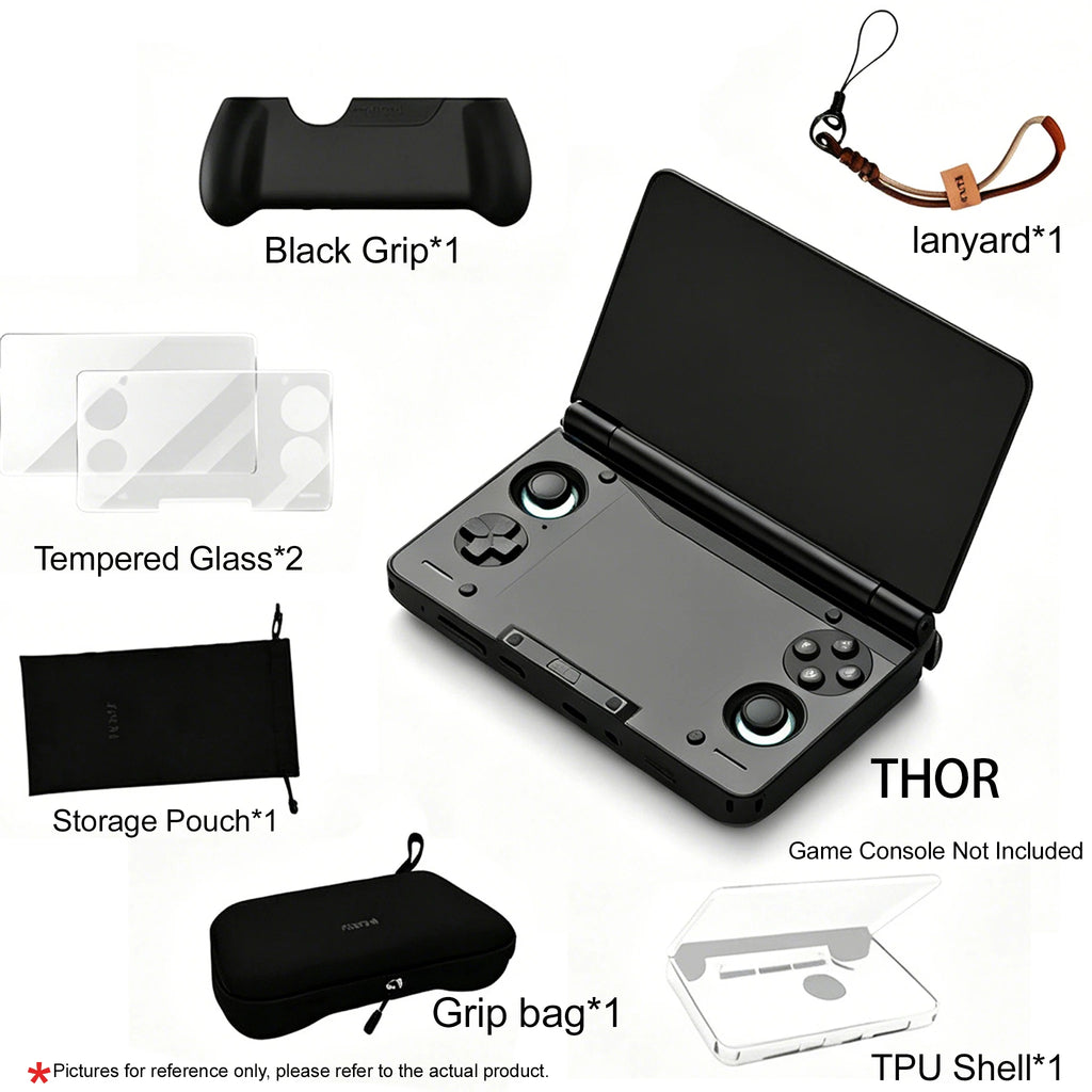 TPU Case Handheld Console Transparent Protective Cover Screen Protector Set For AYN THOR Anti-Fall Case Shell Grip Storage