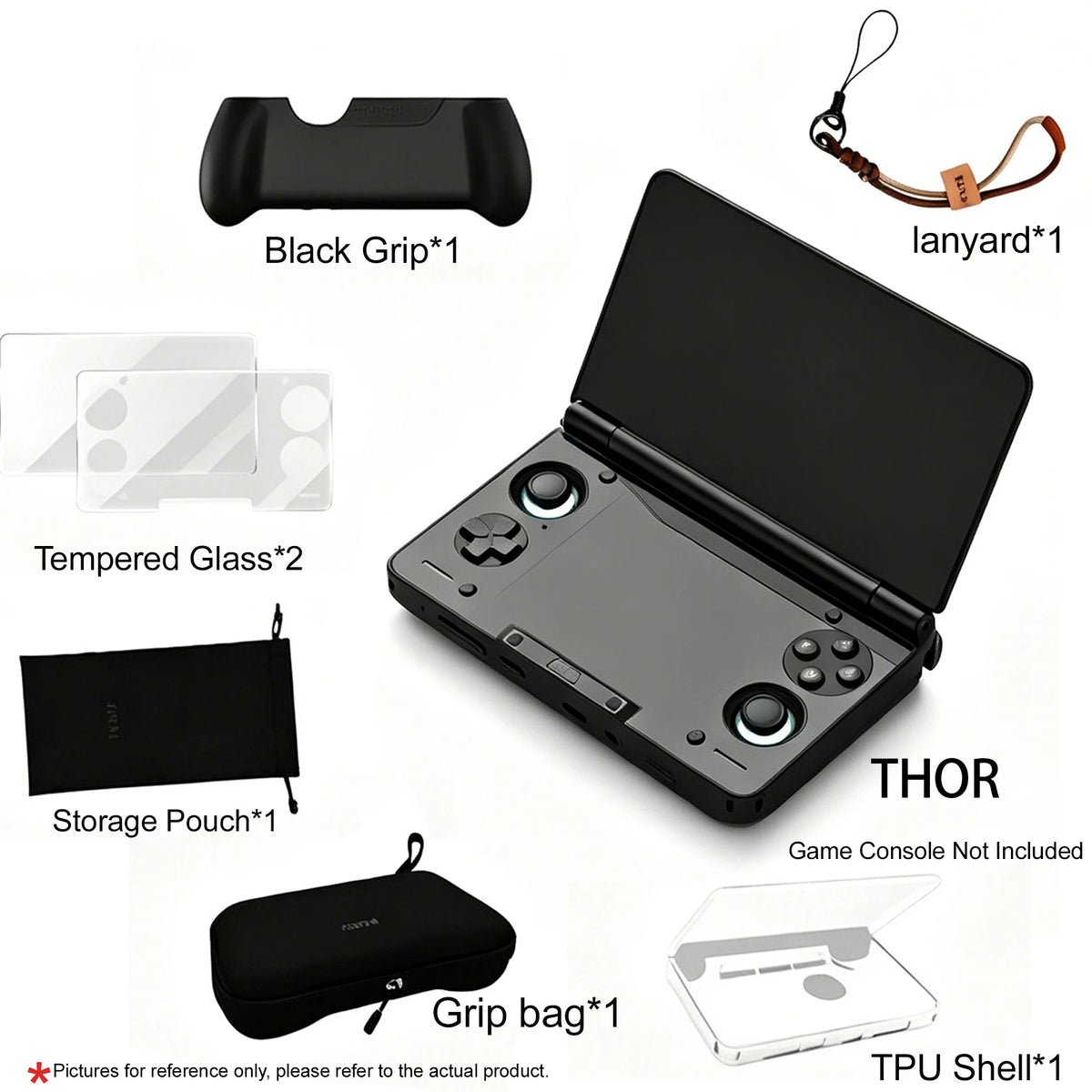 TPU Case Handheld Console Transparent Protective Cover Screen Protector Set For AYN THOR Anti-Fall Case Shell Grip Storage