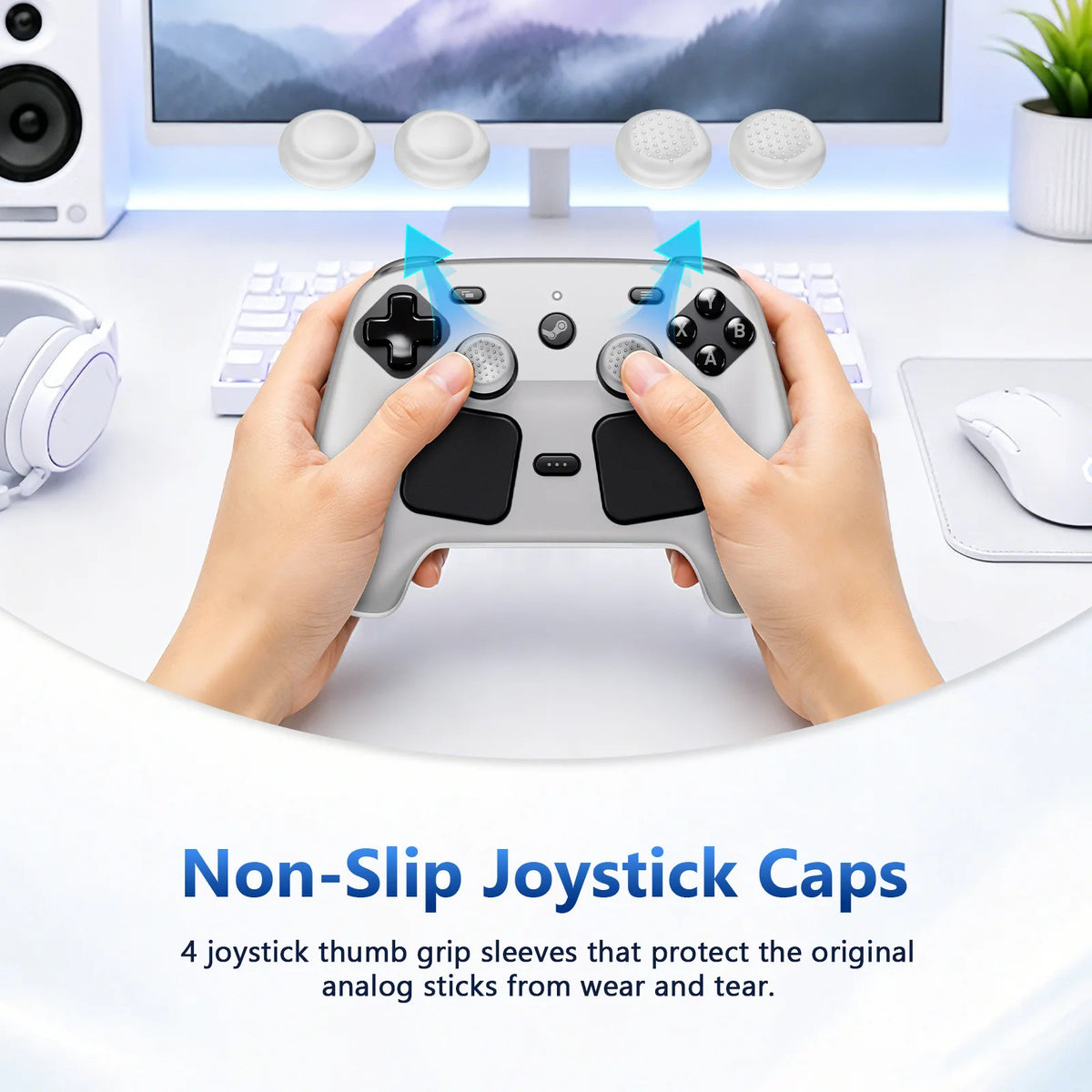 Silicone Game Controller Case With Joystick Cap For Steam Co