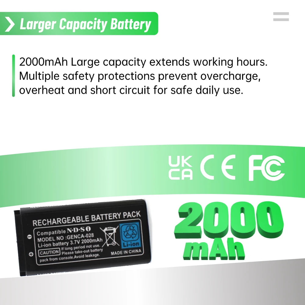 PUJIMAX 2000mAh Rechargeable Lithium-ion Battery 3.7V for Ni