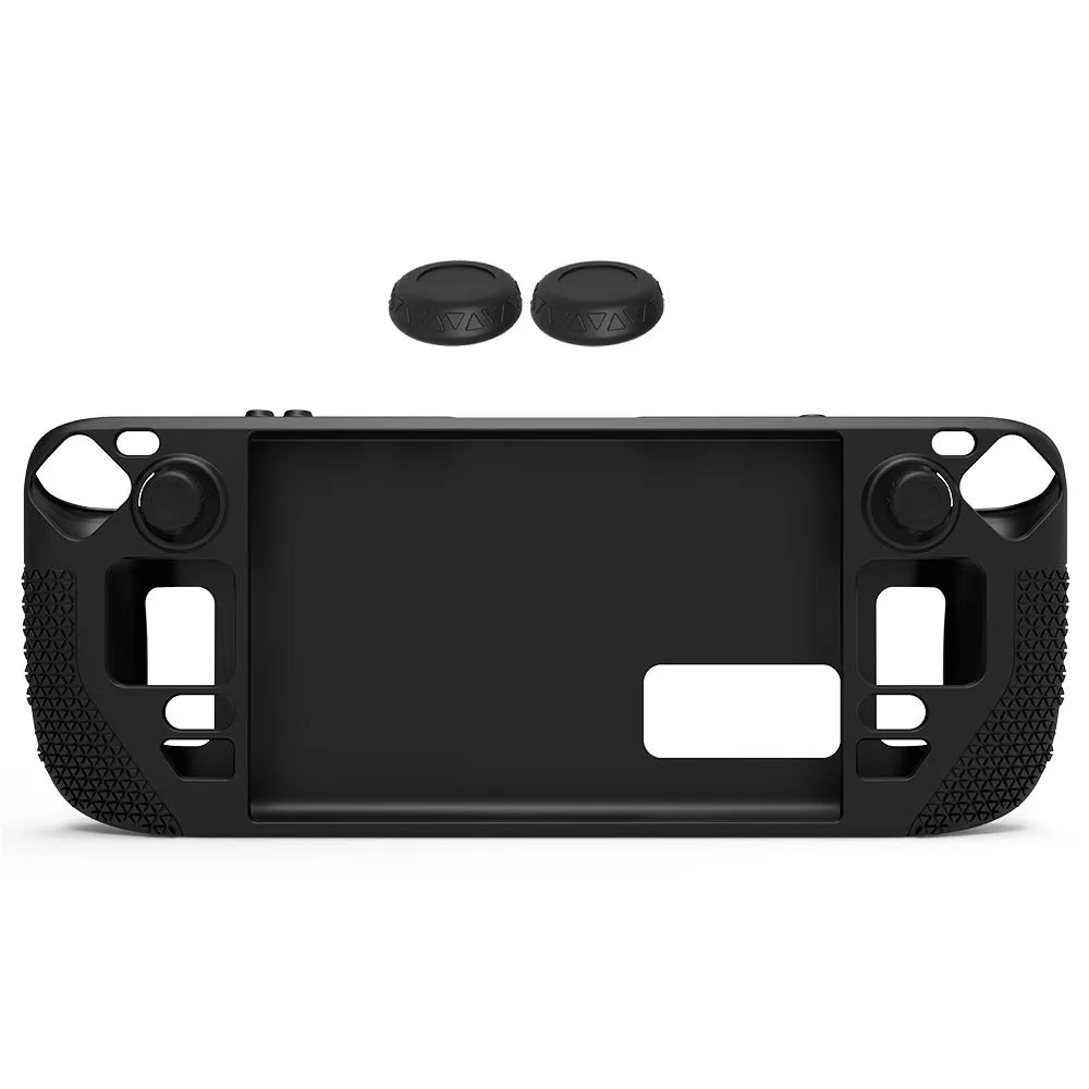 Steam Deck Standing Protective Case Thickening Silicone Accessories Protector Soft Cover Skin Shell with 2 Pairs Thumb Grips